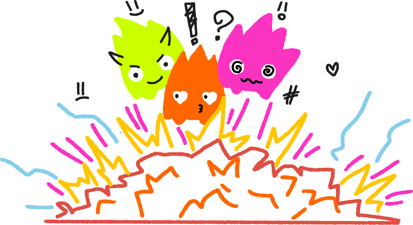 Chaotic emotional blob characters
